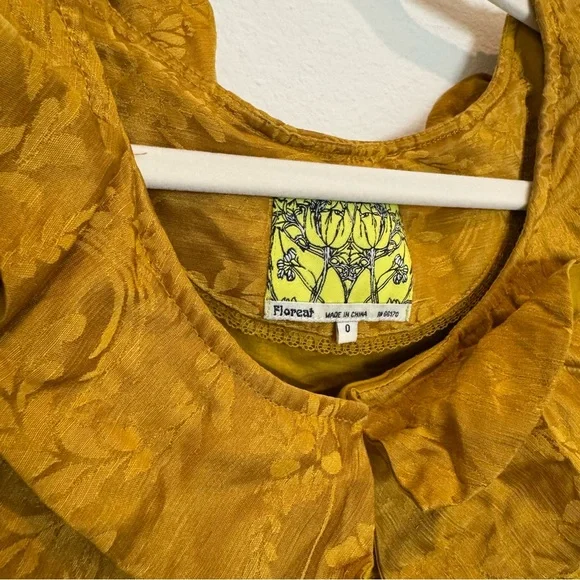 Floreat Mustard Dress with Floral Accents - Picture 5 of 9